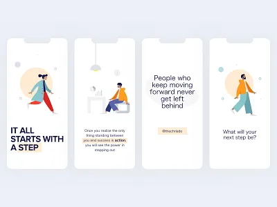 Inspiration/Motivational App Screens app bold focus illustration inspirational iphone iphonex landing page minimal motivational quote sketch app visual art visual design