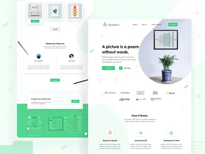 SoundArt Landing Page art color creative dribbbble frame landing page landing page concept minimal music psd design psd template sound soundcloud template typogaphy ui ux design ui ux uiux designer website