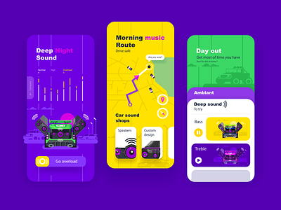 Car audio app concept app application audio car custom design illustration ios mao mobile sound speaker ui volume