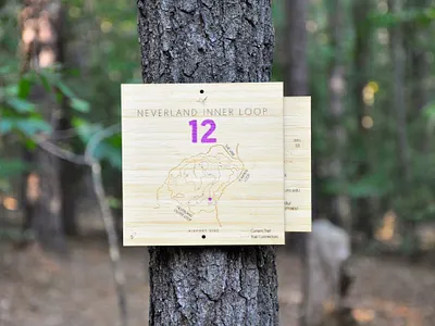 Carolina North Forest wayfinding concept shots design graphic design lasercut mapping mountain biking print signage trails typography vector wayfinding