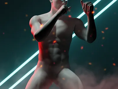 FIGHTER - Neon Cyberpunk Fighter 3D Render 2019 trend 3d 3d art 3d artist 3drender 3drendering blender blender 3d blender3d blender3dart cyberpunk design fight fighter glow graphic design graphicdesign neon neon light neon lights