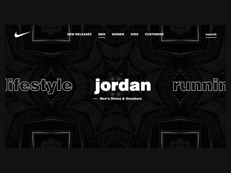 Nike - Kaleidoscope Transition Effect basketball blue dark design ecommerce gif kaleidoscope nike shoes sneaker transition ui ux video webdesign website