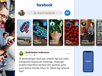 FACEBOOK ON HOME MOBILE APP DESIGNED BY YOSAFAT DHIMAS coreldraw coreldraw x8 graphic design mobile app design ui design ui ux design ux design