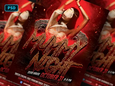 Mummy Party - Halloween Flyer Template creative market flyer template halloween halloween design halloween flyer halloween party halloween poster mummy party poster template undead zombie