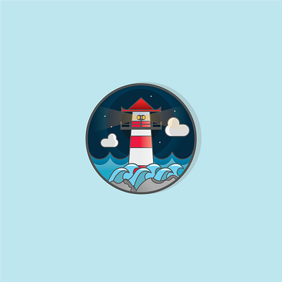 lighthouse 2d character design illustration illustrator night vector vectorart