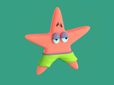 Patrick 3d cartoon illustration minimalist patrick spongebob