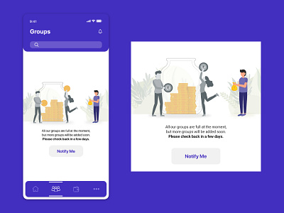 Group Savings App Empty state app design illustration illustrator ui ux vector