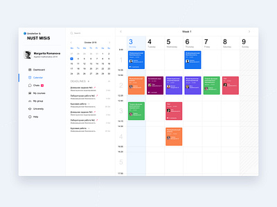 Educational platform calendar deadline education schedule student ui uiux university ux week