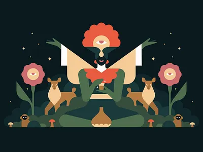 Plant medicine amazon animals editorial editorial illustration herbs illustration jungle magazine magic medicine monkey plants