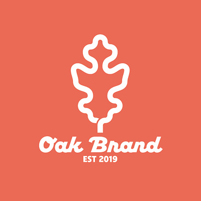 Oak Brand *the perfect leaf* badge branding geometric icon illustration logo minimal minimalist nature thick lines typography