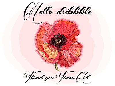 Hello, dribbble! Thank you @Timon Art delicate design feminine flover fragile illustration illustrator logo poppy typography vector watercolor website