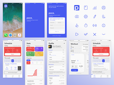 Pace. — Minimalist Workout App (UI Design concept) app concept fitness fitness app health icon icons ios lifestyle logo mobile productivity screens ui ui design user interface workout workout app