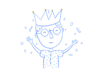 King Party boy character confetti crown illustration king