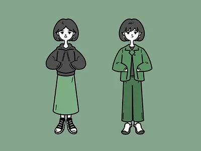 Girl Illustration character design female girl green illustration illustrator ipad ipadpro outline procreate