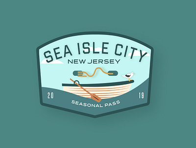 Cape May Beach Tag adobe illustrator badge design beach beach tag bird boat branding illustration jersey cape jersey shore mockup new jersey oars sea gull sea isle city typography