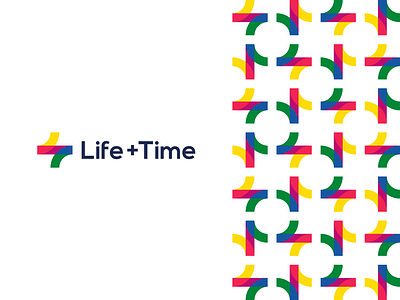 Life + Time, management app logo monogram + pattern design balance brand identity branding circle of life clock hands colorful corporate pattern creative flat 2d geometric l letter mark monogram life time logo logo design lt management plus self improvement t tl vector icon mark symbol