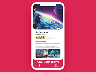 Explore Sepheotera – Space Travel Booking adobe xd animation auto animate booking calendar rocket space space travel travel ui design