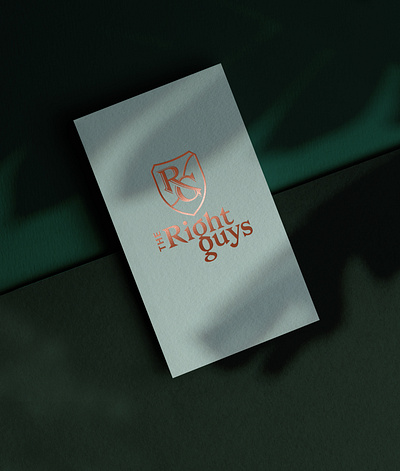 The Right Guys business card brand branding business card emblem graphic design green hot foil shadows visual graphics