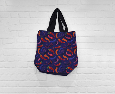 Chili Pepper Totebag Pattern branding design flat illustration illustrator pattern patterndesign surfacepattern vector