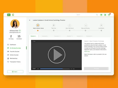 Online Course education members online course online courses orange session students ui uidesign ux watch web application design