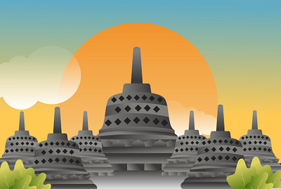 Borobudur clean design exploration icon illustration landmark ui user experience user interface vector