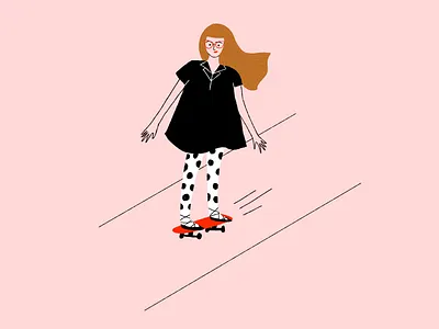 Ali On Skateboard | Vivian Girls Illustration digital illustration dress feminist fun illustration procreate punk skate skateboard women