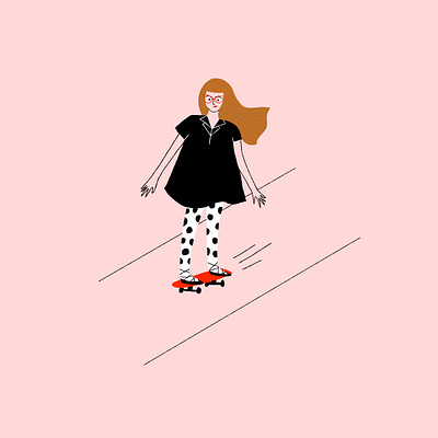 Ali On Skateboard | Vivian Girls Illustration digital illustration dress feminist fun illustration procreate punk skate skateboard women