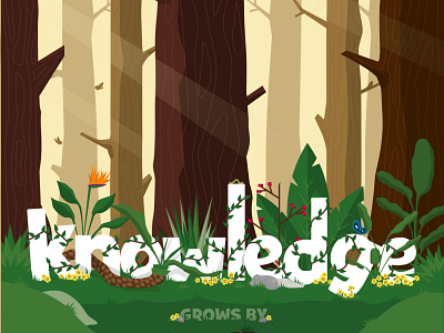 Knowledge Grows by Sharing foliage forest illustration illustration art wood