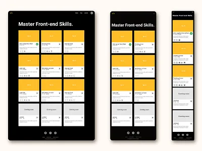 List page for FrontEnd30 website / UI design branding branding design course list list page list ui ui ui design web design