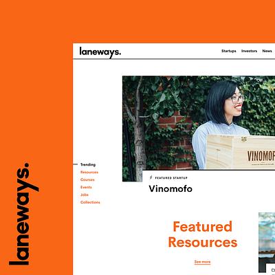 Laneways Melbourne branding hub investors listing product design profiles startups ux
