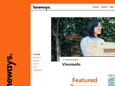 Laneways Melbourne branding hub investors listing product design profiles startups ux