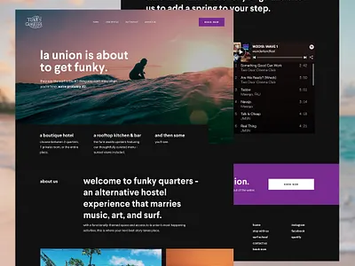 Funky Quarters beach design hospitality hostel hotel surf ui ui design uiux user interface web design