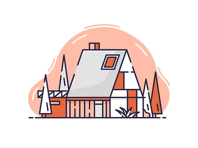 Architecure Shot 3 2d architecture building flat flat design geometric house icon illustration line icon mansion minimal modern modern architecture modern house motion graphics orange ui ux vector