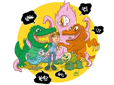 BATTLING THOUGHTS cartoon illustration