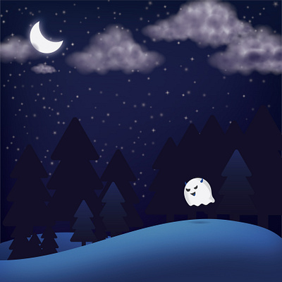 Boo! adobe illustration adobe illustrator adobeillustator ghost halloween illustraor illustration starry night starry sky vector vector art vector artwork