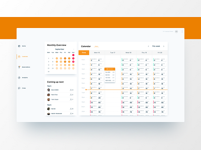 Dashboard Calendar - Restaurant Table Booking app application back office backoffice branding calendar dashboard dashboard ui date date picker design modern new product reservation restaurants simple table ui ux