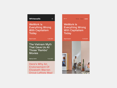 Project Whitewalls pt5 app clean color color palette colorful flat interface media minimal news newsfeed newspaper simple ui ux
