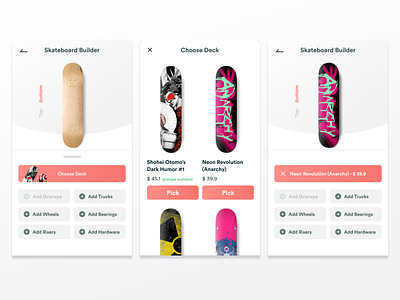 Skateboard Builder build mobile skateboard ui uiux ux