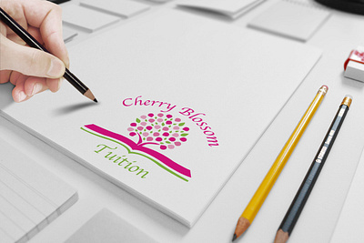 A Kid Tuition Company Logo Cherry Blossom Tuition brand branding color corporate design identity illustration logo typography vector