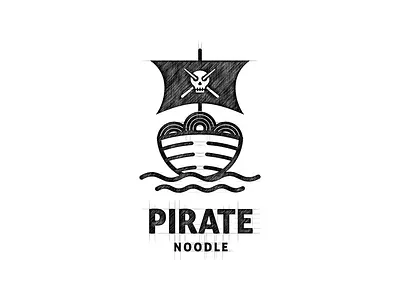 Pirate Noodle Logo brand branding combination logo design designer dual meaning logo dualmeaning graphic icon illustration inspiration logo noodle noodle logo pirate pirate logo vector