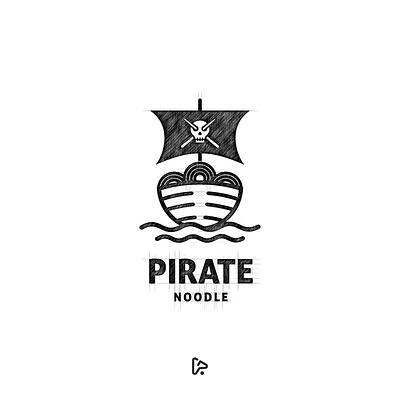 Pirate Noodle Logo brand branding combination logo design designer dual meaning logo dualmeaning graphic icon illustration inspiration logo noodle noodle logo pirate pirate logo vector