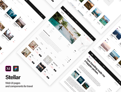 Stellar Web UI Kit blog booking flights hotel stories tickets travel web web design