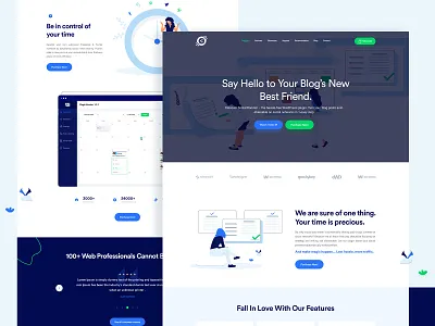Social Booster Landing Page calendar clean colorful illustration landing page minimal schedule social sharing web website