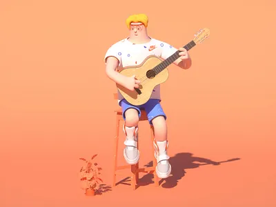 Play the guitar c4d