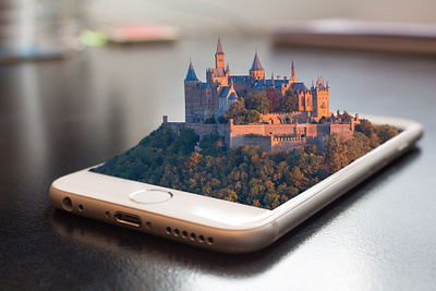 Castle on the mobile phone architecture building camera castle europe hand holding landscape medieval mobile old phone smart smartphone summer technology travel view woman young