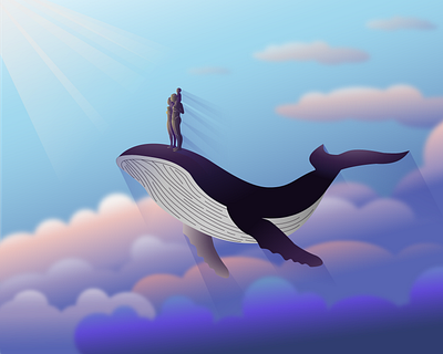 Through hardship to the stars design illustration illustrator whale дизайн