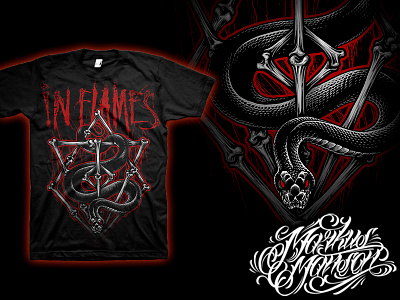 JESTERHEAD BONES AND SNAKE band bones dark demon design evil horror illustration inflames metal rock scarry snake