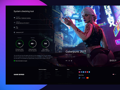 System checking tool - Dashboard ciri cyberpunk dashboard design desktop figma frame game shop store ui ux