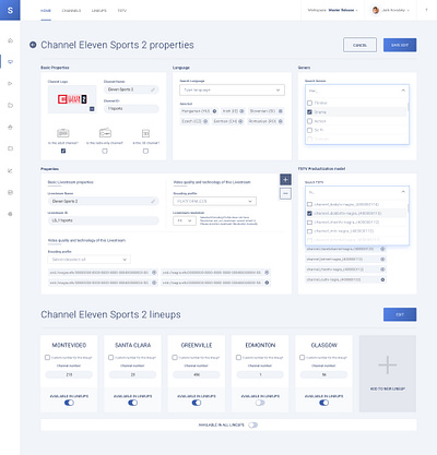 TVstudio webAPP - Channel properities design ui ui design user experience user experience design user interface user interface design ux ux ui uxdesign web webdesign