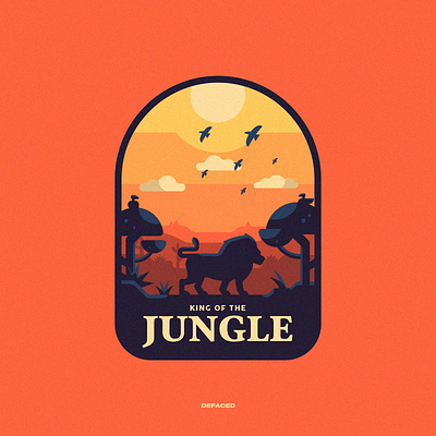 King Of The Jungle badge birds branding design illustration jungle lion lion king lion logo logo mascot logo sun